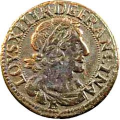 Double Tournois - Louis XIII Rouen mint, 1st type