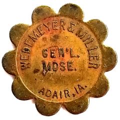 25 Cents - Wedemeyer and Miller Adair, Iowa