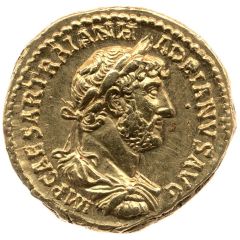 Aureus - Hadrian P M TR P COS III, Aequitas and Moneta