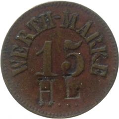15 Pfennig Werth-Marke, Countermarked `HL`