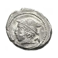 Silver 5 Asses Turms series II: facing left