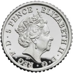 5 Pence - Elizabeth II 5th portrait, 1/40 oz Fine Silver