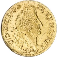 Double Gold Louis with four Ls - Louis XIV