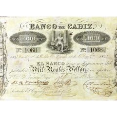1000 Reales de Vellón Banco de Cádiz