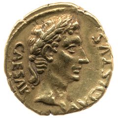 Aureus - Augustus and Agrippa M AGRIPPA PLATORINVS IIIVIR