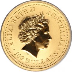 100 Dollars - Elizabeth II 4th Portrait - Year of the Snake - Gold Bullion Coin