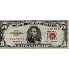 5 Dollars United States Note, Red Seal right, with motto