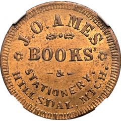 Cent - Civil War Merchant Token - J.O. Ames, Books Hillsdale, MI