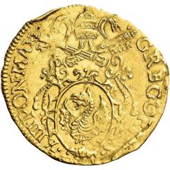 Gold Ecu - Gregory XIII Charles of Bourbon Legate, Georges of Armagnac Co-Legate