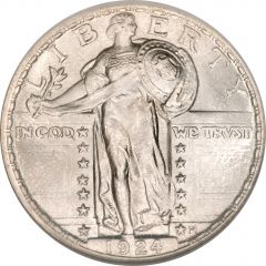 1/4 Dollar `Standing Liberty Quarter` Stars Below Eagle