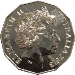 50 Cents - Elizabeth II 4th Portrait - 50th Anniversary of Surfing Australia