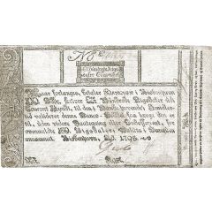 100 Rigsdaler Courant Blue paper, with anti-counterfeit text