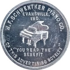 10 Dollars - W. F. Schwentker Piano Co. Evansville, Indiana