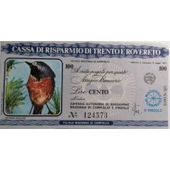 100 Lire Cassa di risparmio di Trento e Rovereto