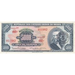 5 Cruzeiros Novos overprinted on P# 174
