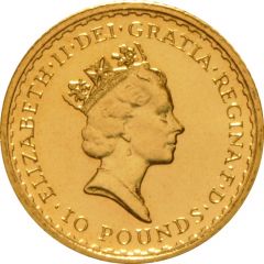 10 Pounds - Elizabeth II 3rd portrait, 1/10 oz Fine Gold