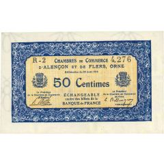 50 Centimes - Chambres de commerce d`Alençon et de Flers [61] <Bleu, filigrane>
