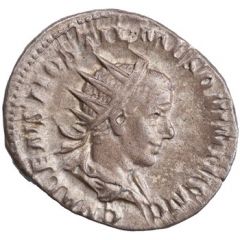 Antoninianus - Hostilian as Caesar MARTI PROPVGNATORI, Mars