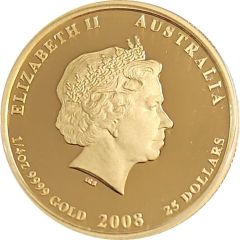 25 Dollars - Elizabeth II 4th Portrait - Year of the Mouse - Gold Bullion Coin