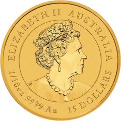 15 Dollars - Elizabeth II Posthumous, 6th Portrait - Year of the Rabbit - Gold Bullion