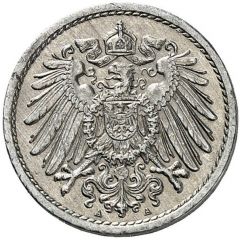 5 Pfennig - Wilhelm II type 2 - small shield - Pattern