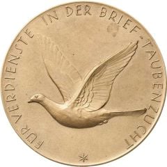 Award medal - for merits in the field of racing pigeon breeding Free State of Saxony