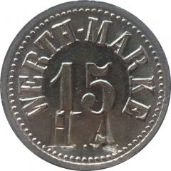 15 Pfennig Werth-Marke, Countermarked `HA`