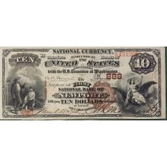 10 Dollars National Bank Note, `Brown Back`