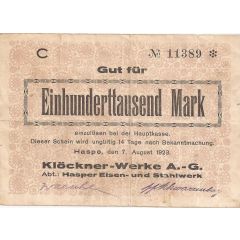 100 000 Mark Klöckner-Werke
