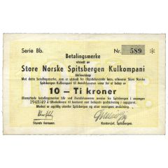 10 Kroner Great Norwegian Spitsbergen Coal Company