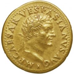 Aureus - Vespasian IMP V P P COS II DESIG III, Roma and Victory