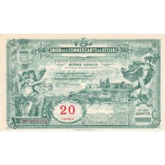 20 Francs - Union de commerçants de Beziers
