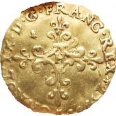 Gold Ecu with sun - Charles IX and successors cross on obverse