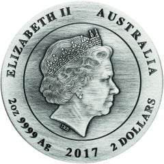 2 Dollars - Elizabeth II 4th Portrait - Koala - Silver Antiqued - High Relief