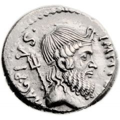 Denarius - Sextus Pompeius PRÆF•CLAS•ET•ORÆ•MARIT•EX•S•C, Naval Trophy