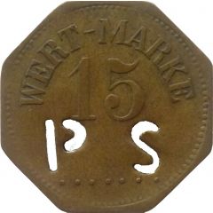 15 Pfennig Wert-Marke, with cutout `PS`