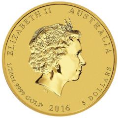 5 Dollars - Elizabeth II 4th Portrait - Year of the Monkey - Gold Bullion Coin
