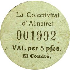 5 Pesetas - Colectivitat d`Almatret