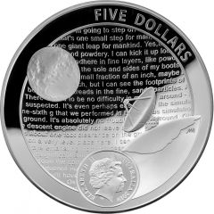 5 Dollars - Elizabeth II 4th Portrait - Moon Landing 50th Anniversary - Silver Domed