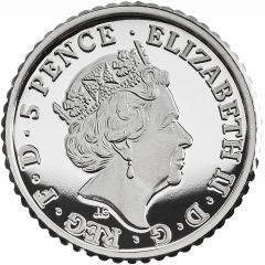 5 Pence - Elizabeth II 5th portrait, 1/40 oz Fine Silver