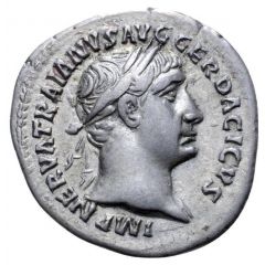 Denarius - Trajan P M TR P COS V P P, Victory