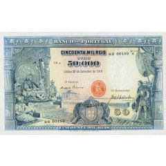 50 000 Réis 4th. print - overprint `REPÚBLICA`