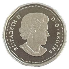 1 Dollar - Elizabeth II 4th portrait, 25th Anniversary of the Loonie - Fine Silver