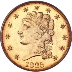 2 1/2 Dollars `Classic Head, No Motto On Reverse - Quarter Eagle`