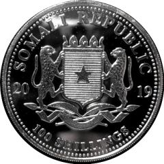 100 Shillings Elephant, Silver Bullion Coinage Chicago ANA Privy Mark