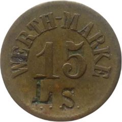 15 Pfennig Werth-Marke, Countermarked `LS`