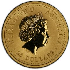 25 Dollars - Elizabeth II 4th Portrait - Year of the Goat - Gold Bullion Coin
