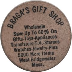 Wooden Nickel - Braga`s Gift Shop West Bridgewater, Massachusetts