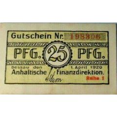 25 Pfennig Anhaltische Finanzdirektion