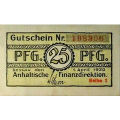 25 Pfennig Anhaltische Finanzdirektion